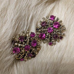 Purple Pink & Gold Vintage Earrings
